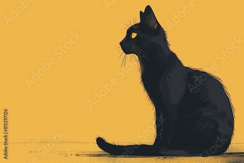 black cat flat design, side view, superstition theme, cartoon drawing, tetradic color, no people hd wallpaper