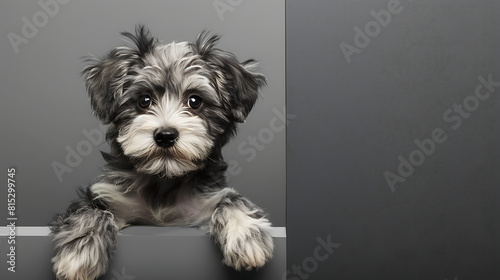 Portrait Black schnauzer retriever dog, dog with adorable face