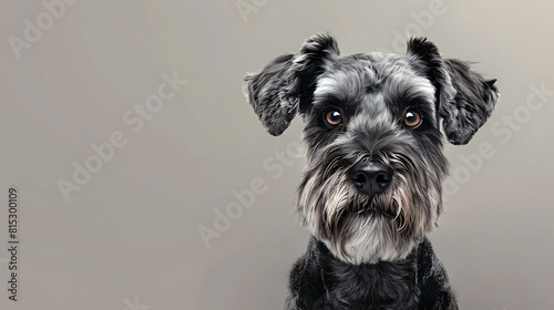 Portrait Black schnauzer retriever dog, dog with adorable face