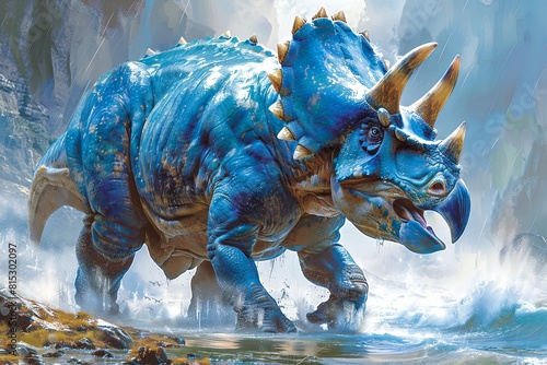 Triceratops Roaming the Mystical Realm: Digital Artworks