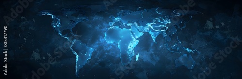 World shape with blue and black background