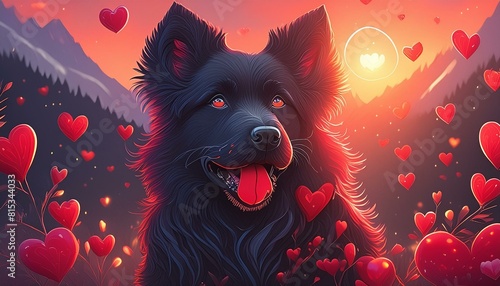 Fur Black and brave dog with full of love. chien, animal, animal de compagnie, blanc, canidae, berger, portrait, chiot, joli, dog 