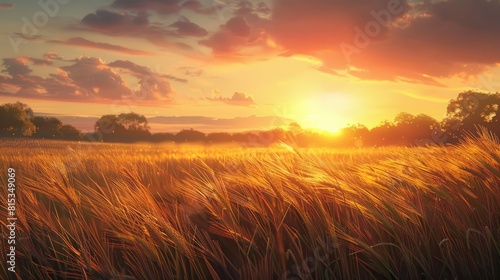 As the sun sets over the wheat fields in the rural countryside envision a tranquil and unplugged scene basking in the warm summer sunlight