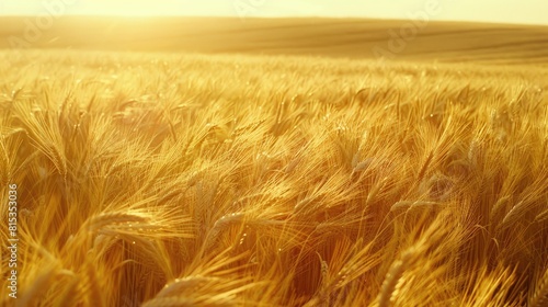 A vast expanse of golden wheat swaying in the breeze signaling a bountiful harvest The serene scene unfolds in slow motion evoking thoughts of agriculture global food scarcity challenges an