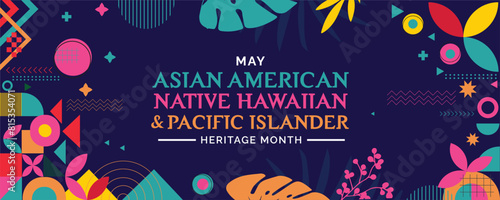 Asian american, native hawaiian and pacific islander heritage month Vector vertical banner for social media. Illustration