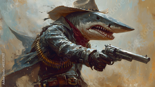 Illustrations Of Shark Western Cowboy