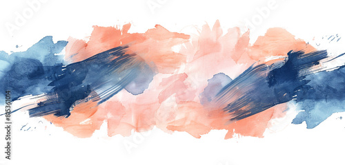 Subtle peach and intense cobalt blend into a captivating watercolor display on white.