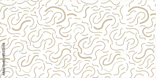 Brown line doodle seamless pattern. Creative minimalist style art background, trendy design with basic shapes. Vector illustration.