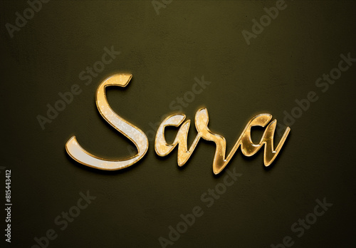 Old gold text effect of Arabic name Sara with 3D glossy style Mockup 