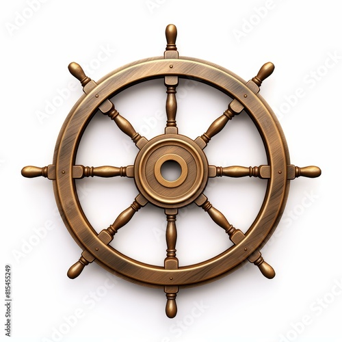 Classic ships wheel isolated against a pure white background, Ai Generated