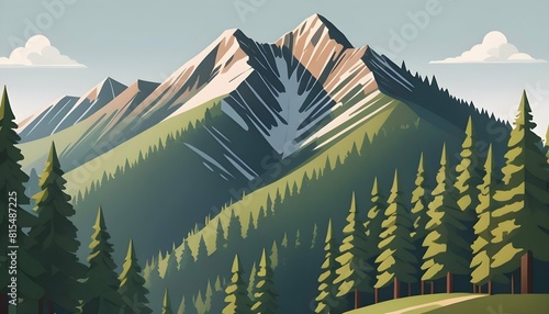 An icon of a mountain with pine trees dotting its