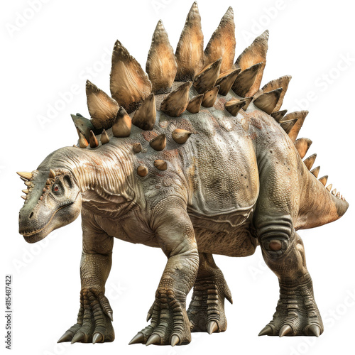 A grey dinosaur with large spikes on its back and a club-like tail.