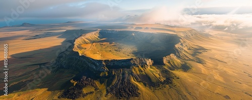 Aerial view of remote volcanic landscape