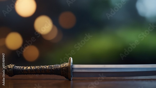Ancient sword on bokeh background