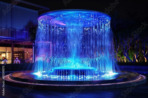 A large fountain with water shooting out of it