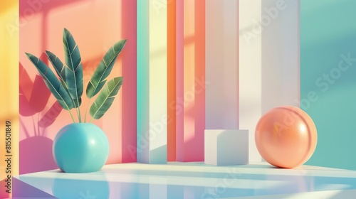 Background Concept for Interior Design with Multicolored Shapes