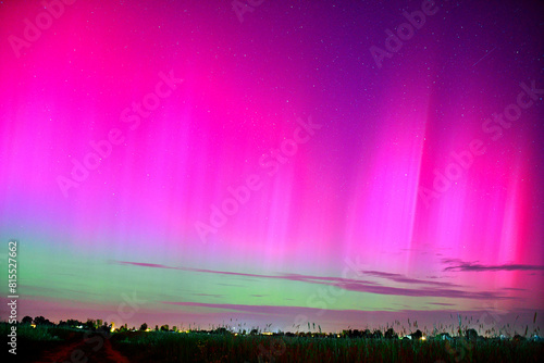 Kolorowa zorza polarna nad Polską - Northern lights - aurora borealis from Poland