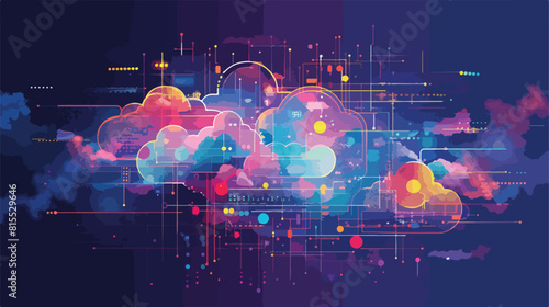 Media and cloud computing des Vector style vector