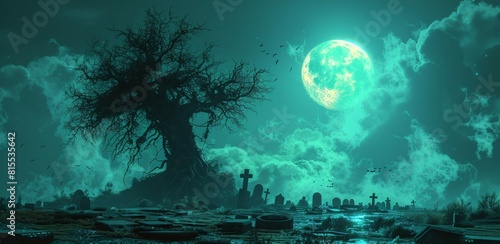 Several spooky Halloween illustrations can be downloaded, including one with a sinister tree in a spooky cemetery