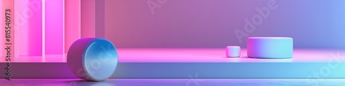 Vibrant pink and purple color Product Podium, minimalist platform background, Generated by AI