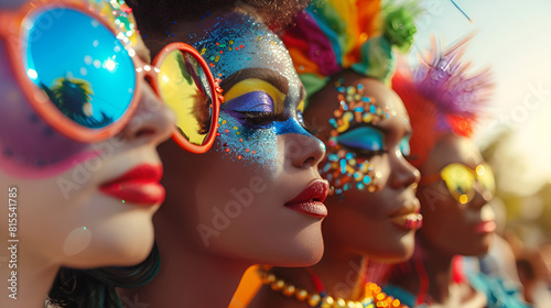 month makeup bold profile and celebrating african different colourful queens side heavy american parade ethnicities people stage performers races drag of gay candid gay of shot wearing drag pride