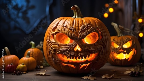 The pumpkin represents the rich custom of carving Jack-o'-lanterns for Halloween, which infuses mythology and superstition into the holiday festivities.