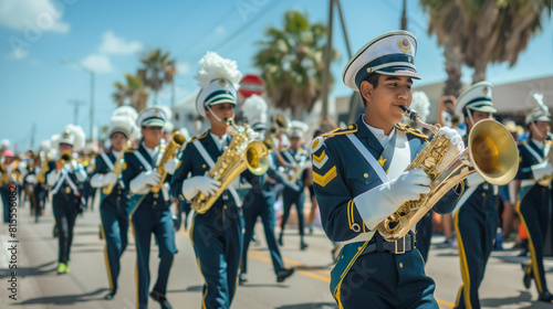 Buc Days Parade Celebration in Corpus Christi: Marching Bands and Enthusiastic Crowds