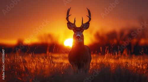 Silhouette of a mule deer (Odocoileus hemionus) at sunset in Grasslands National Park Saskatchewan Canada Generative AI