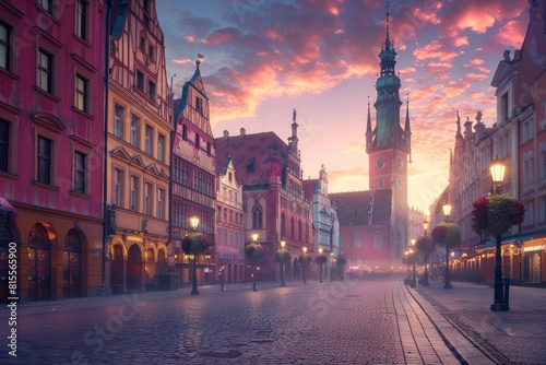 Wroclaw Market Square in Morning Panoramic Glory
