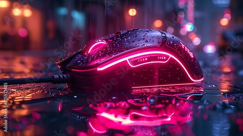 Behold the mesmerizing glow of a neon-lit gaming mouse, its ergonomic design beckoning players to embark on digital adventures.