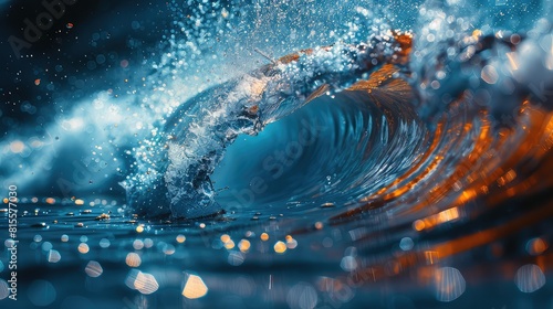 Close-Up View of a Wave on a Moving Water Surface, Captured from Underneath in the Middle of the Sea