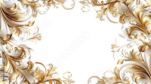 Ornate gold frame on white background