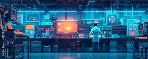 A futuristic laboratory teeming with advanced technology and scientific experiments, where researchers push the boundaries of possibility in their quest for knowledge. illustration.