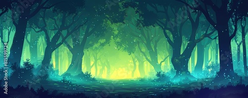 A mystical forest where ancient spirits dwell, their ethereal presence guiding travelers through the enchanted wilderness. illustration.