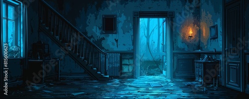 A paranormal scene set in an abandoned mansion, where the echoes of tortured souls linger in the shadows, haunting all who dare to enter. illustration.