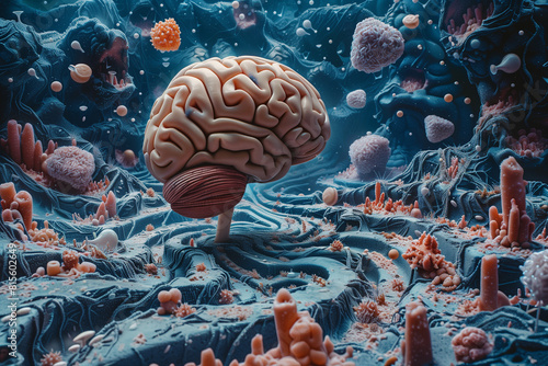 Surreal fantasy abstract image of brain and maze