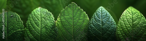 Green leaves of a plant close-up. The texture of the leaves and veins are clearly visible.