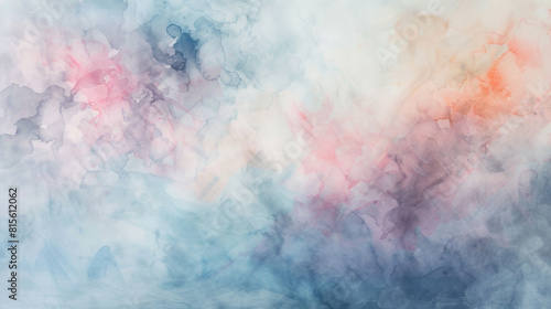 Soft, watercolor washes in pastel shades, blending together gently, creating a delicate abstract background on a white canvas.