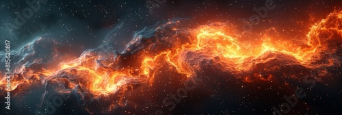 Ethereal Dance of Fire and Ice: A Visual Symphony of Opposing Textures Against a Dark Sky