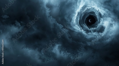 An abstract background with wind effect. Air, mist, smoke trails disappear into the distance in black holes or dark tunnels, blizzards, windstorms, cold hurricanes.