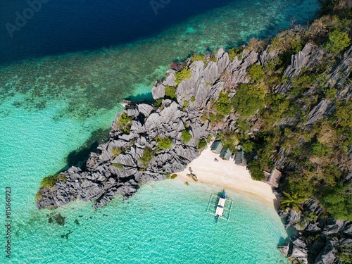 Scenic aerial view of Smith Point Beach in Coron, Philippines