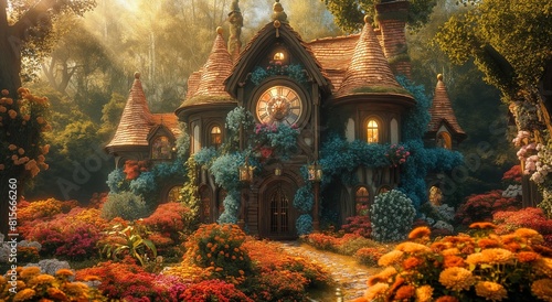 cute fairy-tale house and garden in front of it. 
