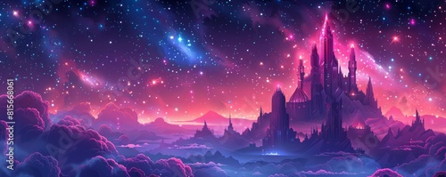 A celestial citadel floating amidst the stars, its crystalline spires reaching towards the heavens in an eternal quest for enlightenment, a beacon of hope in the vastness of space. illustration.