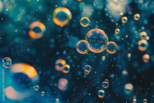 Effervescent Air bubbles water. Sea spa oxygen. Generate Ai
