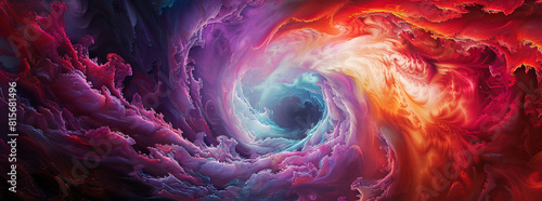 an abstract composition showcasing a swirling vortex of smoke in the center of the canvas. 