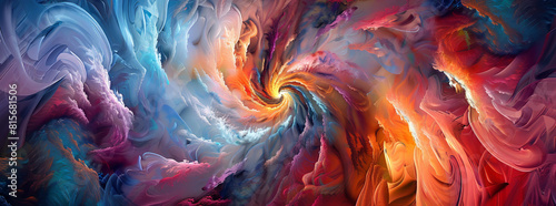 an abstract composition showcasing a swirling vortex of smoke in the center of the canvas. 