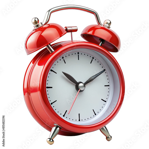 red alarm clock on white