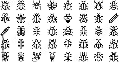 Insects Icons collection is a vector illustration with editable stroke.