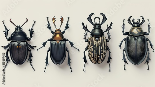 Entomology mockup with bugs and beetles in vintage collection template