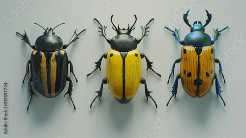 Bugs and beetles entomology mockup sheet with different species